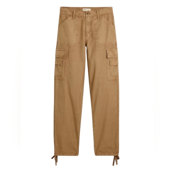 Madewell Garment-Dyed Brown Low-Slung Straight Cargo Pants in Rustic Wood sz 29 - Picture 1 of 14
